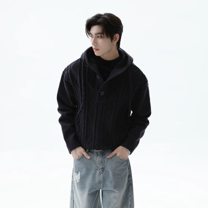 Cable Knit Hooded Pullover Sweater
