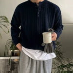 Henry Collar Twisted Knit Sweater