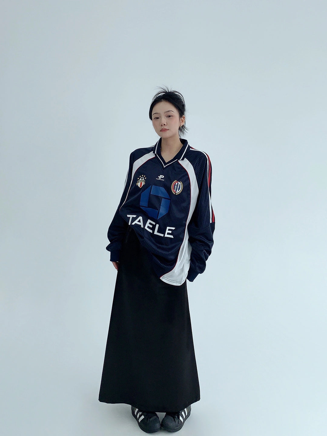 Ontspannen Pasvorm Jersey Stijl Lange Mouwen Top 