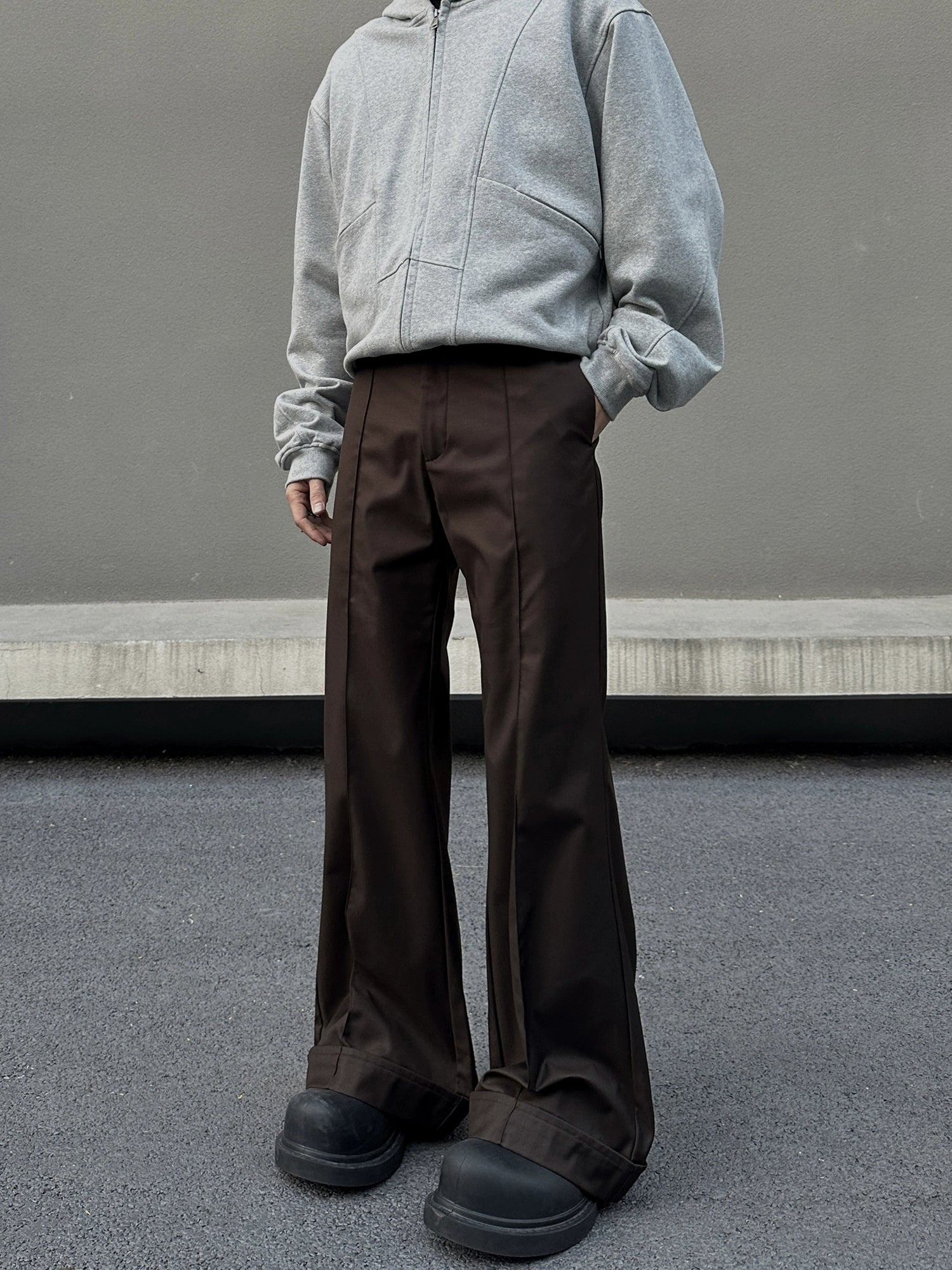 سروال فضفاض مستقيم واسع غير رسمي 