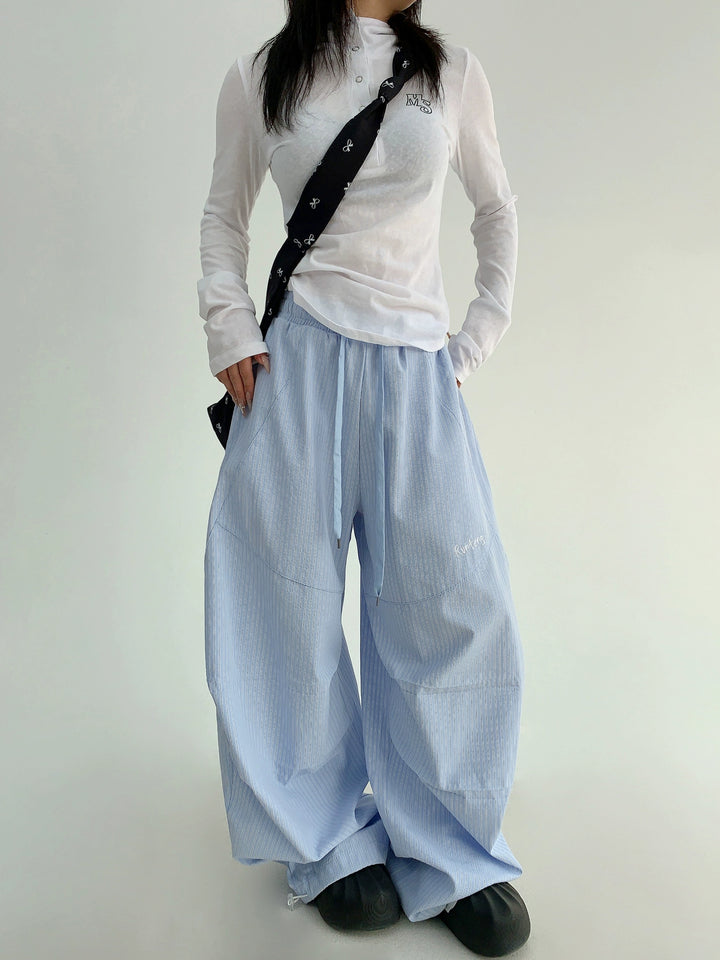 Vertical Striped Loose Wide-Leg Pants