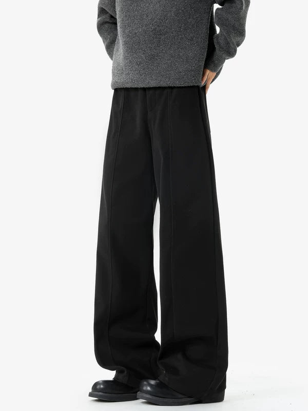 Wool Wide-Leg Straight Casual Pants