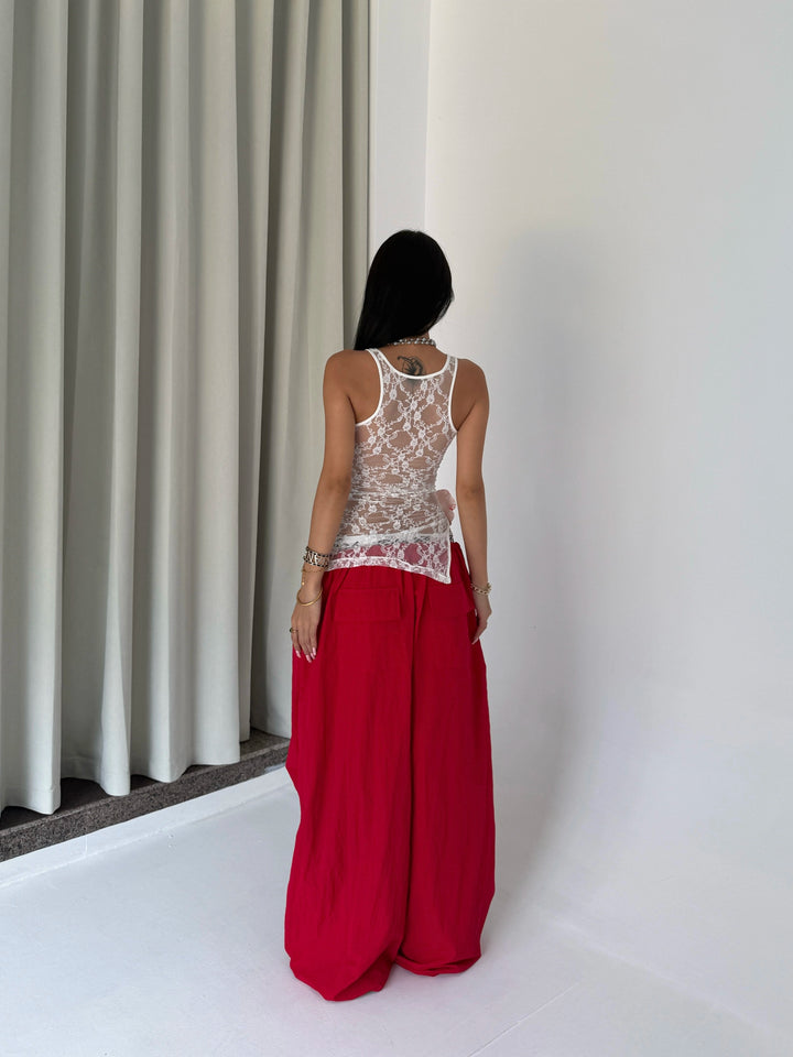 Mesh Irregular Slim Fit Camisole Tank Top
