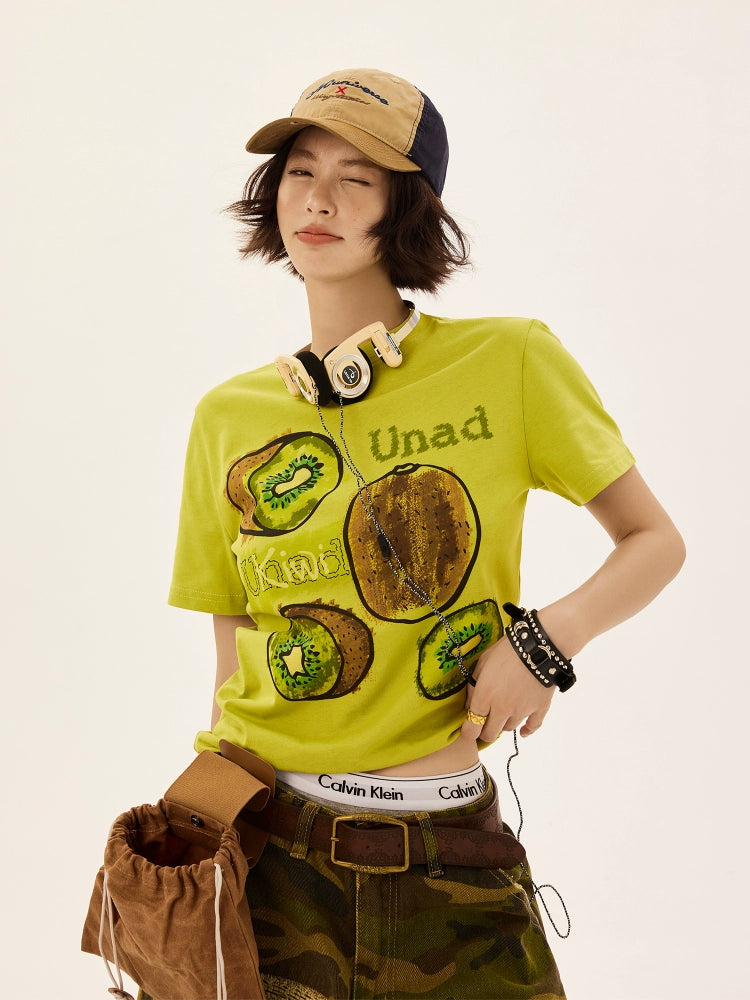 T-shirt à manches courtes avec imprimé rétro Kiwi 