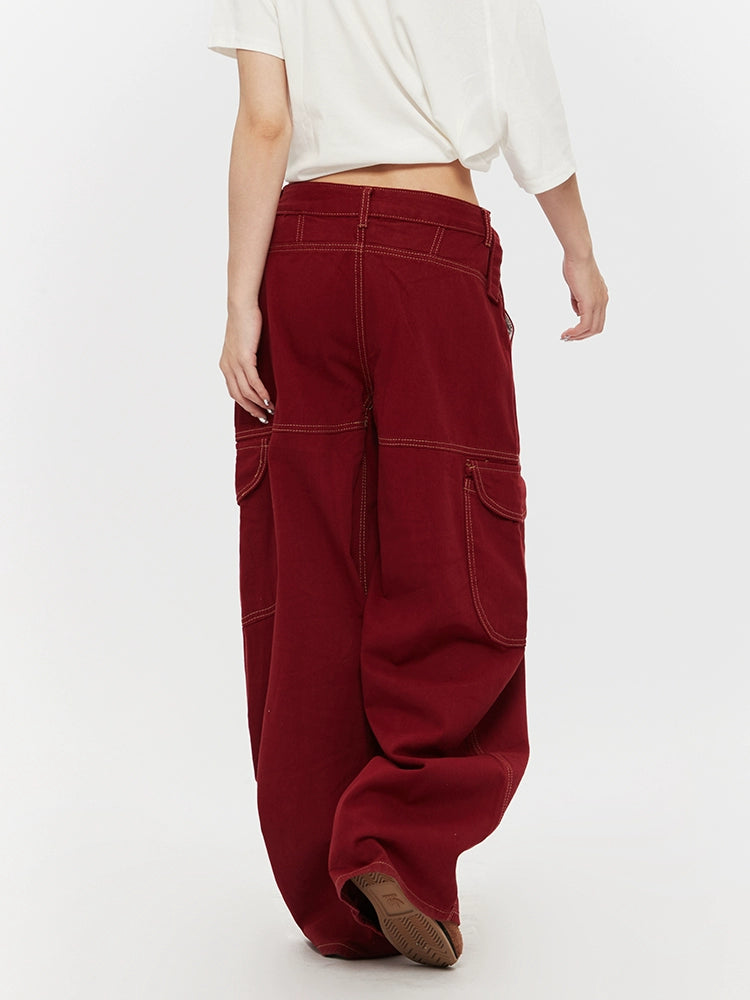 Multi-Pocket Wide Leg Casual Jeans