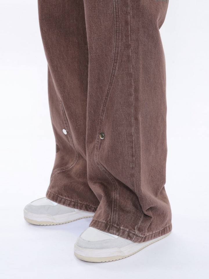 Patchwork Waist Slim Flared Jeans