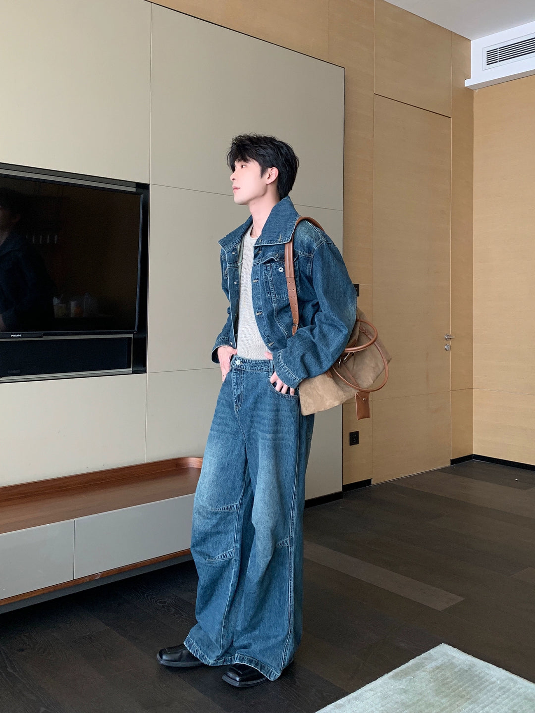 Denim Jacket and Casual Pants