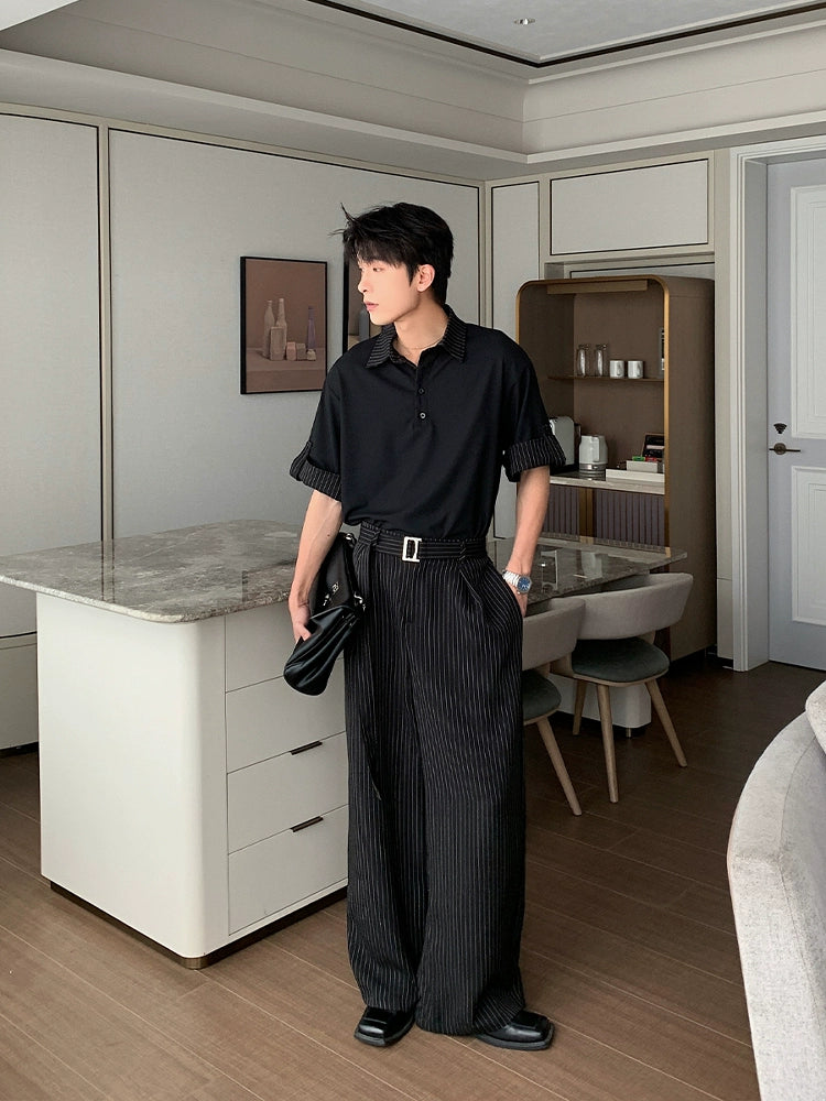 Short Sleeve Knitted Polo Shirt and Pants