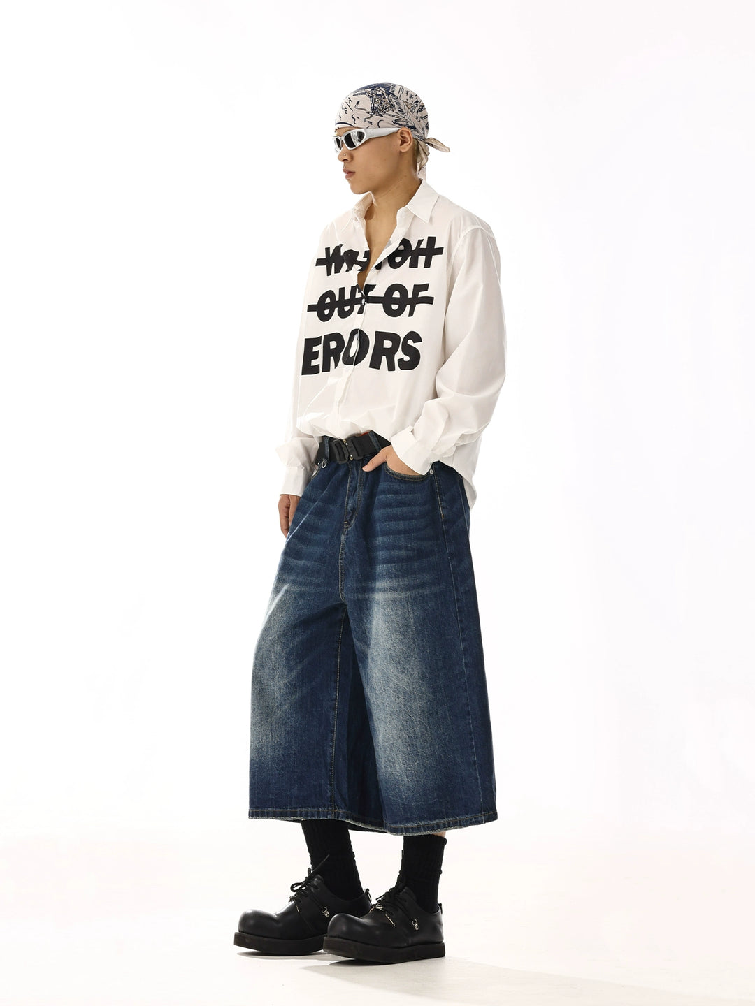 Wide Leg Cropped Denim Pants