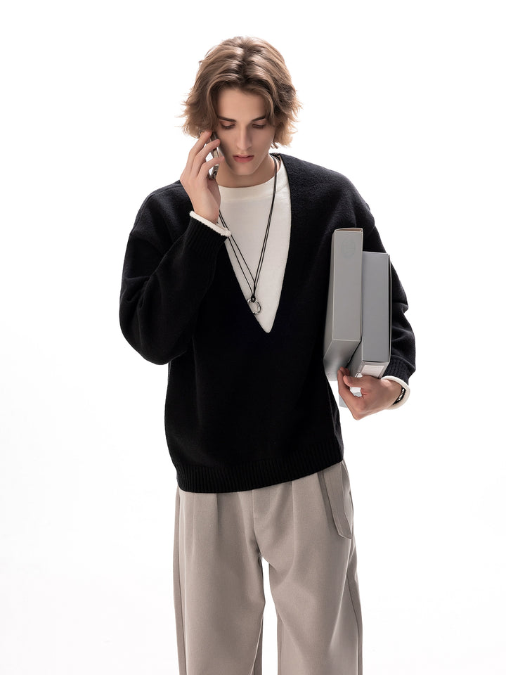 V-Neck Loose Knit Sweater