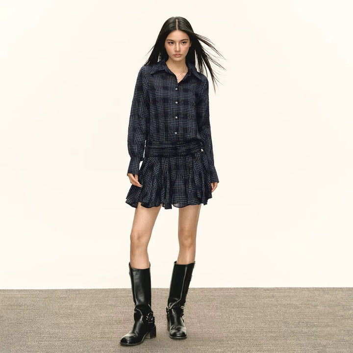 Robe sans manches à carreaux style rétro 