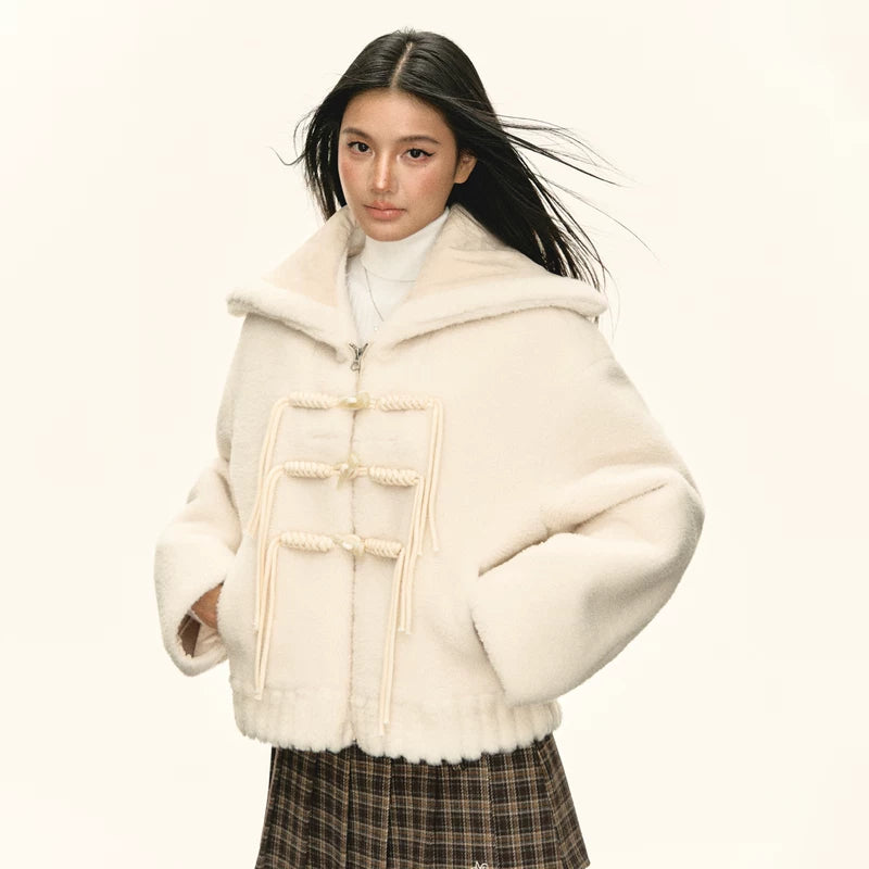 Manteau d'hiver épais rétro avec fermeture à bascule 