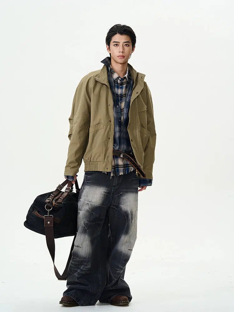 Velvet Workwear Stand Collar Jacket