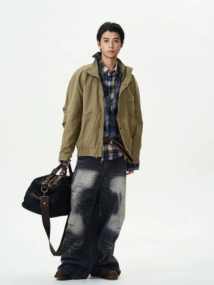 Velvet Workwear Stand Collar Jacket