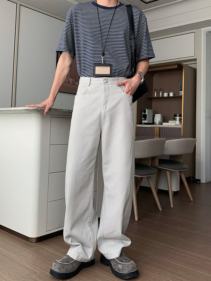 コットンワイドレッグストレートパンツ 