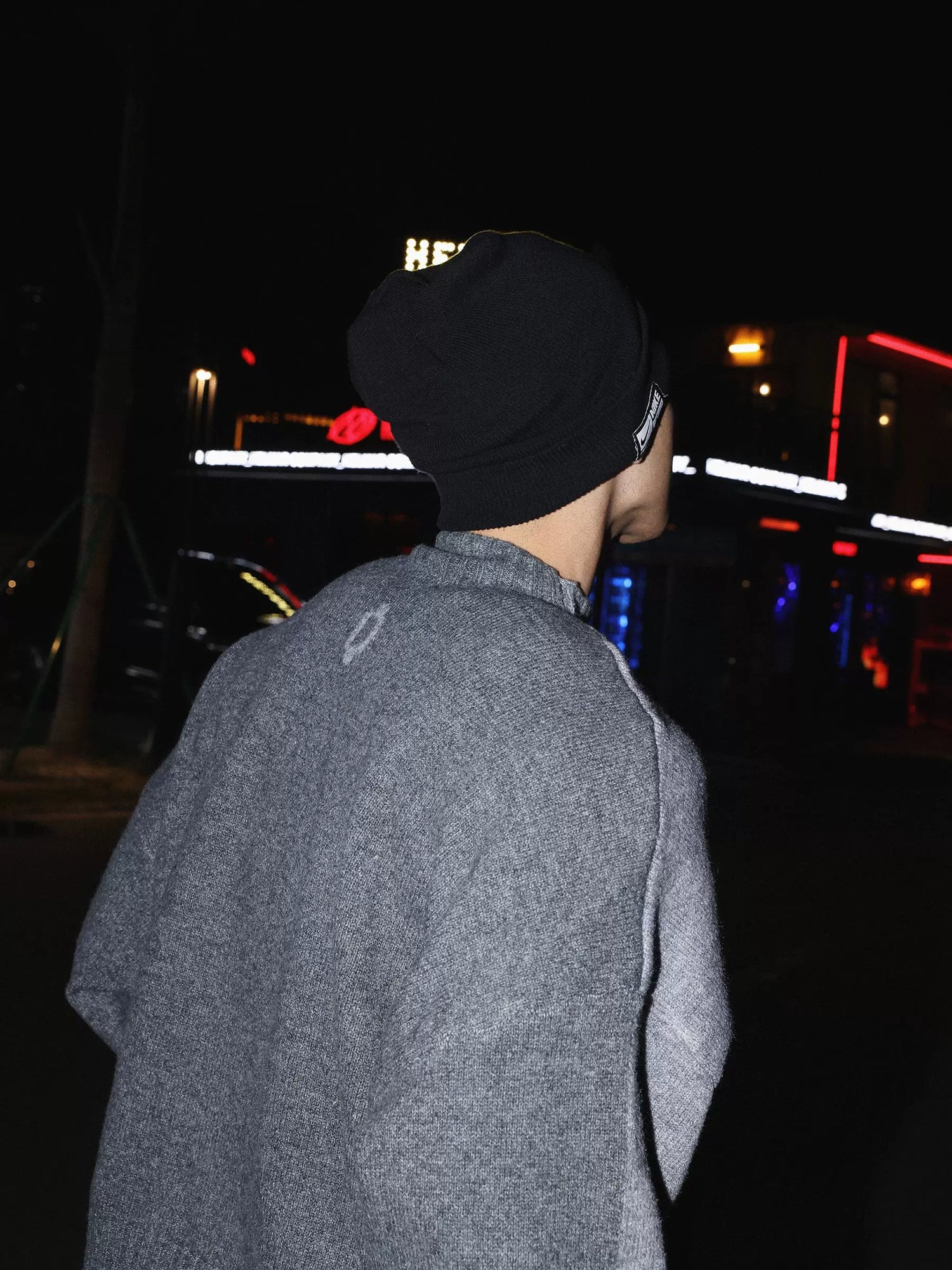 Halb-Stehkragen Brief Jacquard Strickpullover 