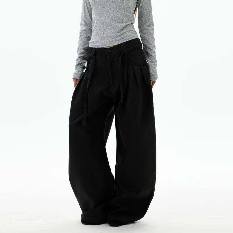 Brede Retro Casual Broek met Ceintuur 