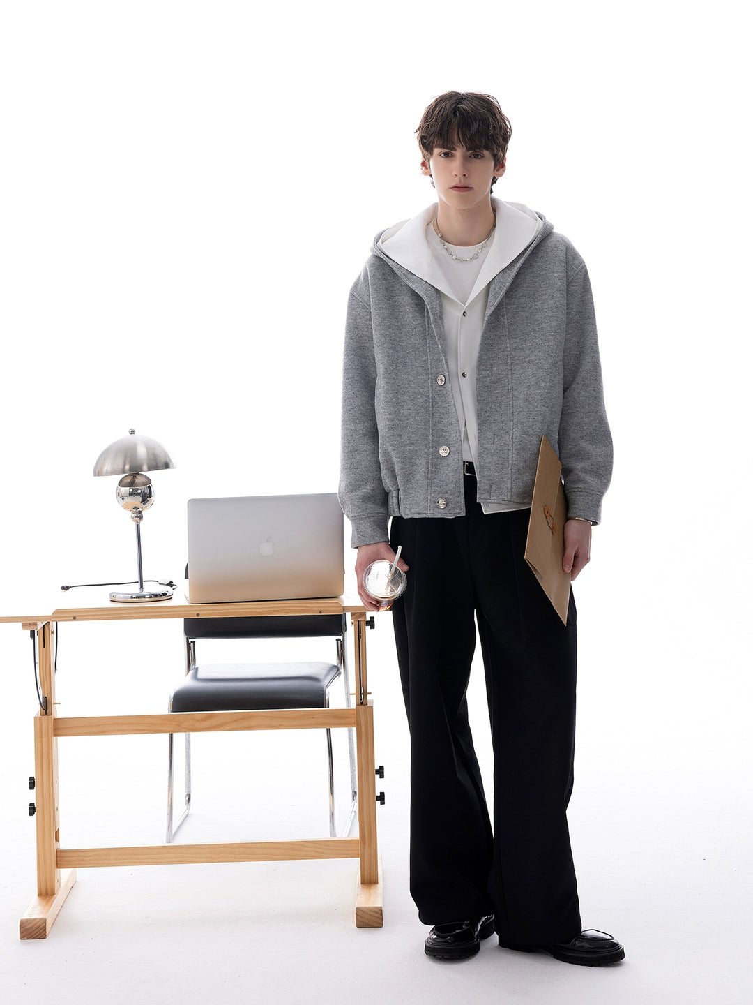 Knitted Hooded Sweatshirt Jacket