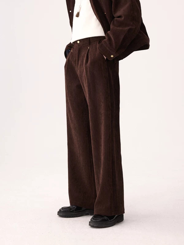 레트로 셰닐 루즈 핏 캐주얼 팬츠 