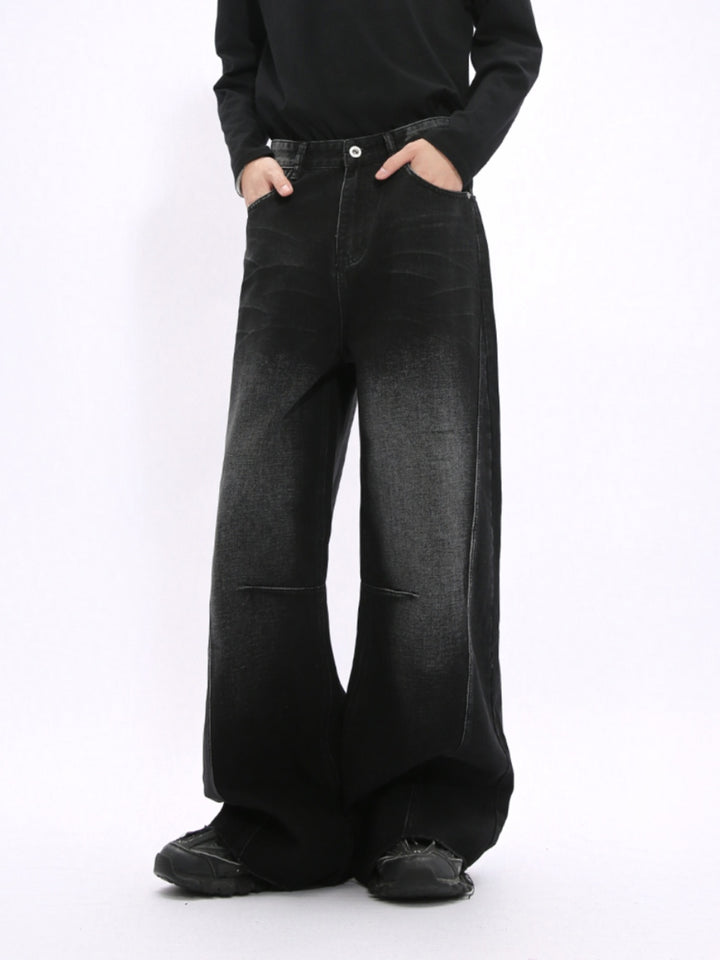 Wide-Leg Raw Edge Jeans
