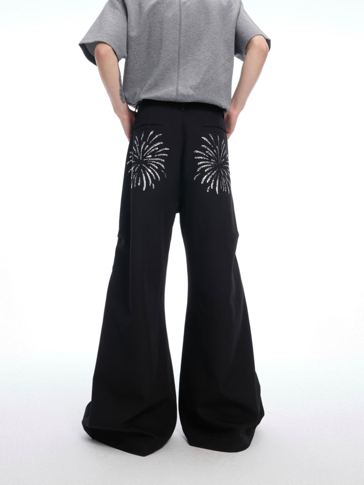 Sequined Button Wide Leg Pants