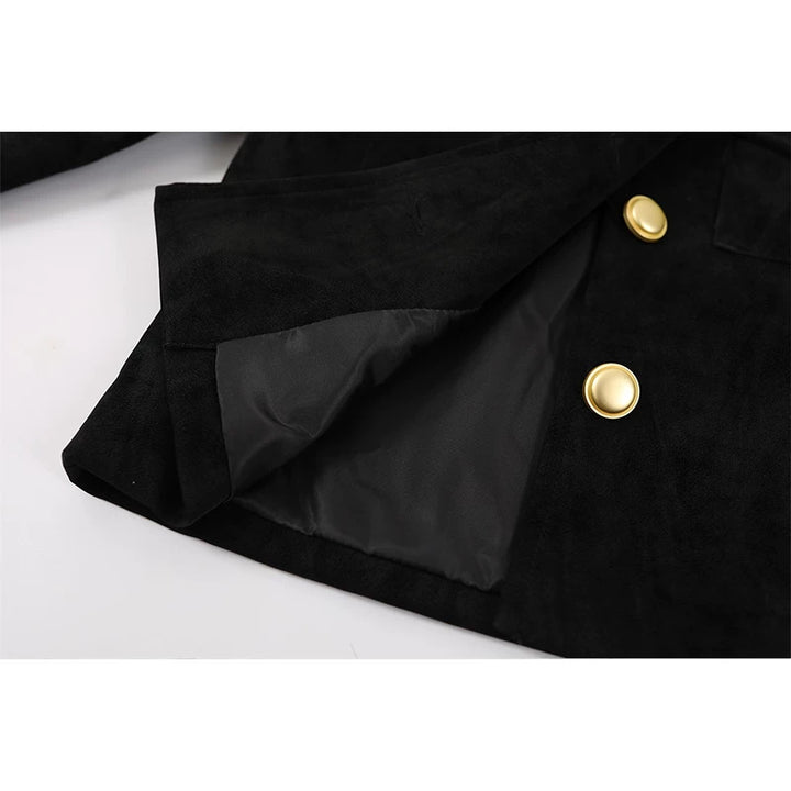 Flocked Suede Stand Collar Short Jacket