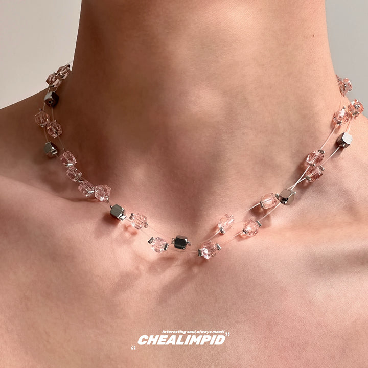 Double Layer Crystal Bead Clavicle Necklace