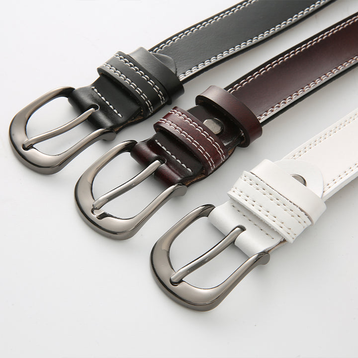 Ceinture à boucle épingle en cuir véritable 