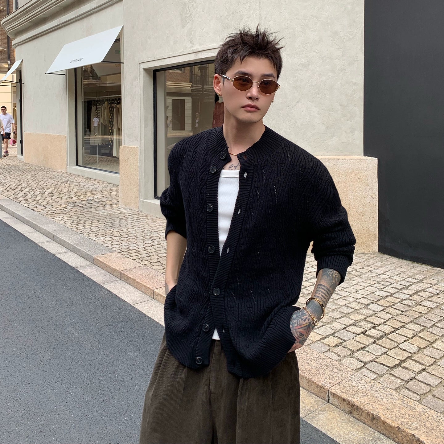 Cable Knit Button-Up Cardigan