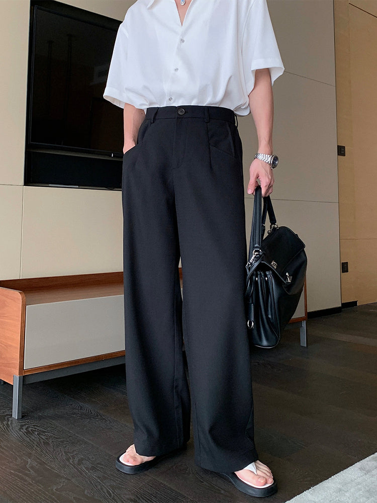 Wide-Leg Casual Straight Pants