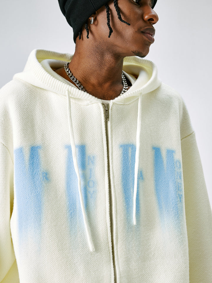 Zip Up Knit Hooded Jacket