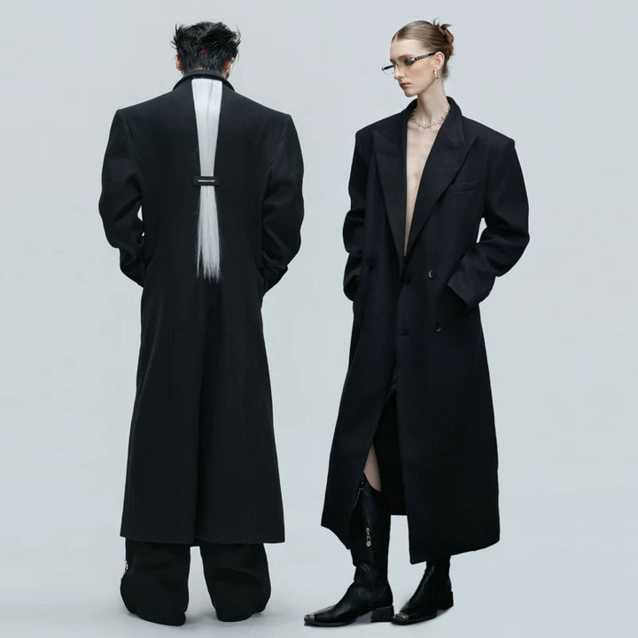 Padded Shoulders Oversized Wool Overcoat