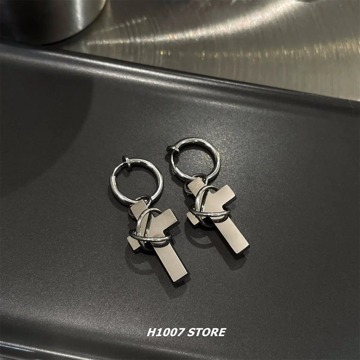 Titanium Steel Cross Earrings