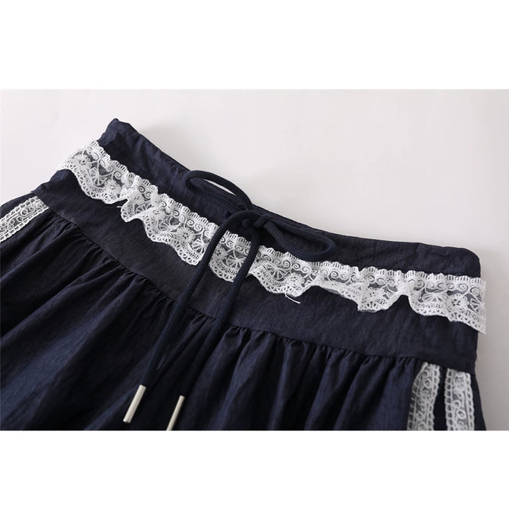 Pantalones cortos casuales de estilo ballet con cordón de rayas 