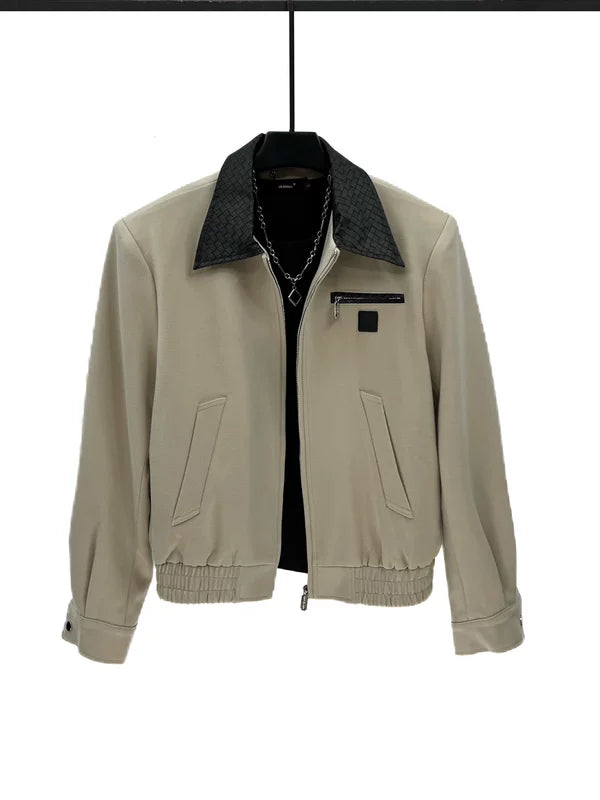 Veste courte zippée à revers colorblock 