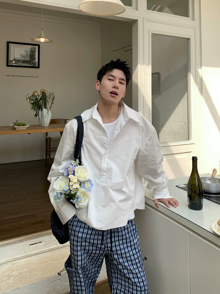캐주얼 루즈 롱 슬리브 셔츠 자켓 