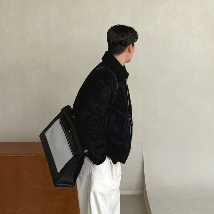 سترة طيران بقلنسوة من الفرو الصناعي 