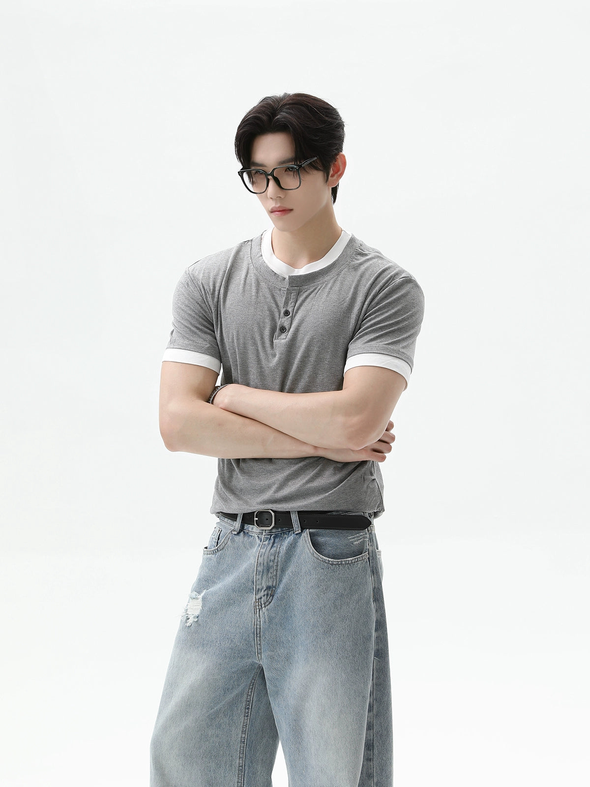 Henley Collar Short Sleeve Pullover