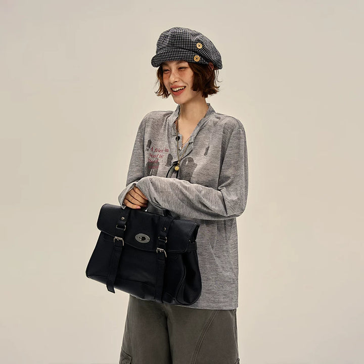 Retro karaktärstryck långärmad skjorta 