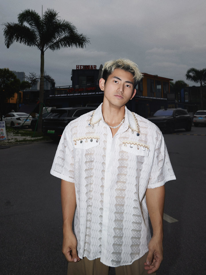 Hollow Short Sleeve Casual Shirt