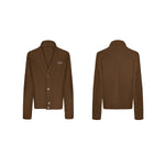 Pleated Knit V-Neck Cardigan