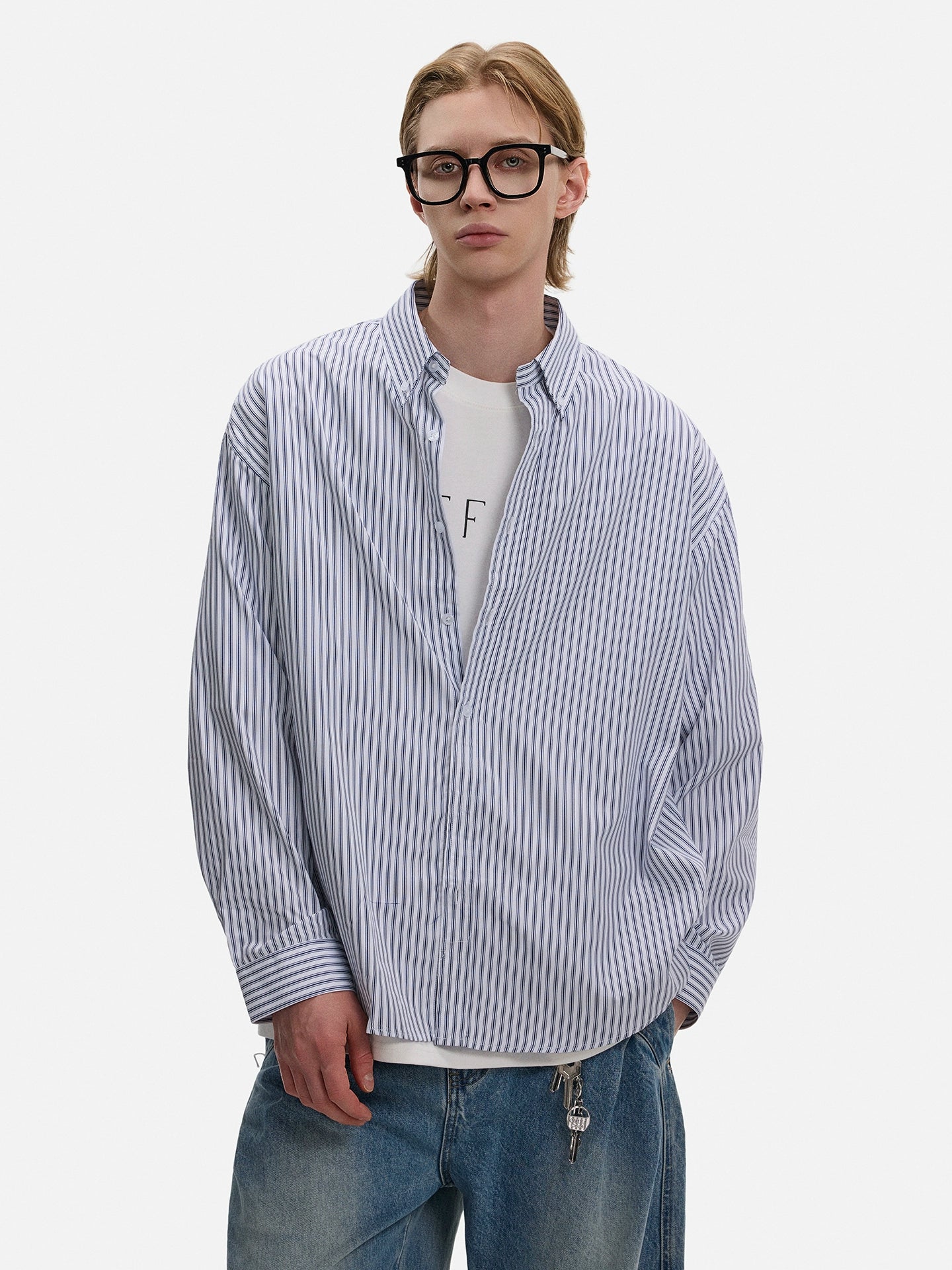 Striped Long-Sleeve Loose Fit Shirt