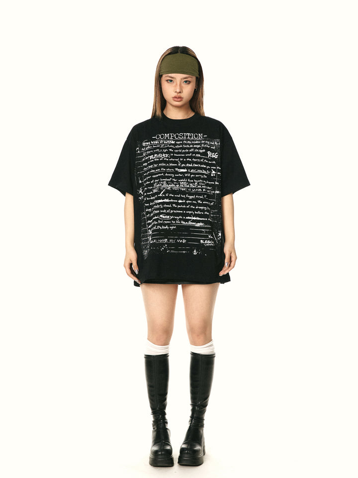 Printed Graffiti Short Sleeve T-shirt