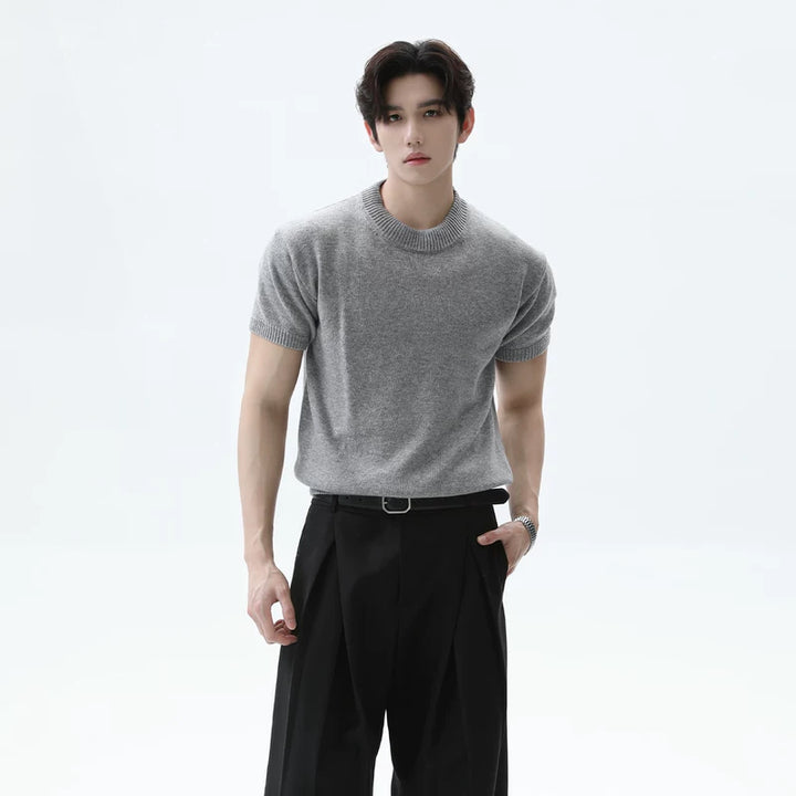 Lambswool Blend Crew Neck Knit Pullover