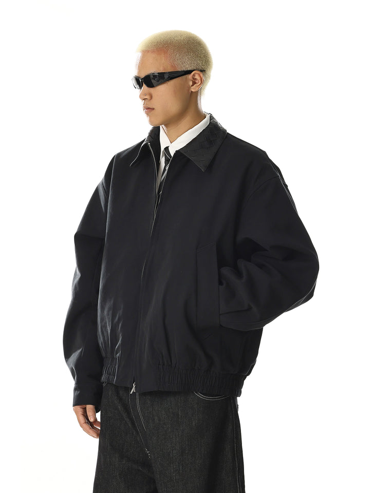 Lederkragen Minimalistische Lockere Passform Jacke 