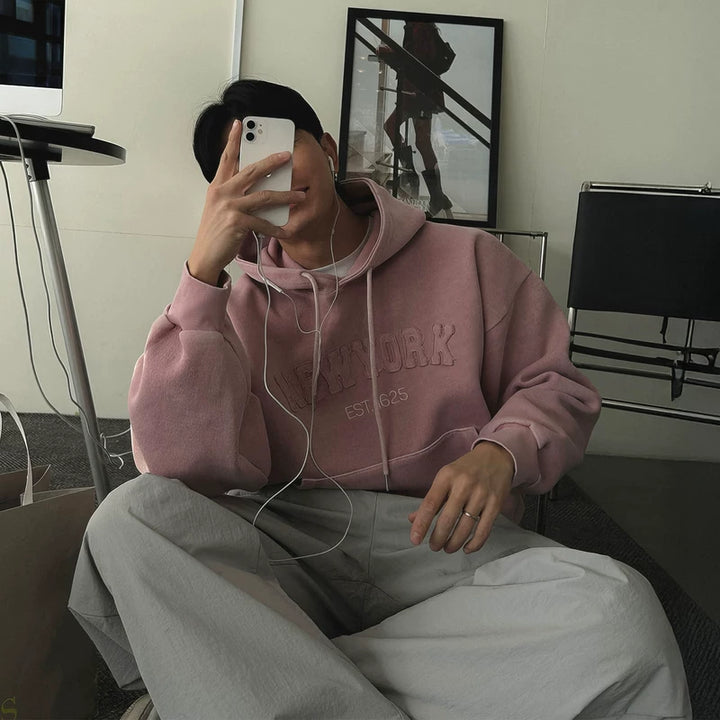 Koreański styl z kapturem bluzę z nadrukiem 