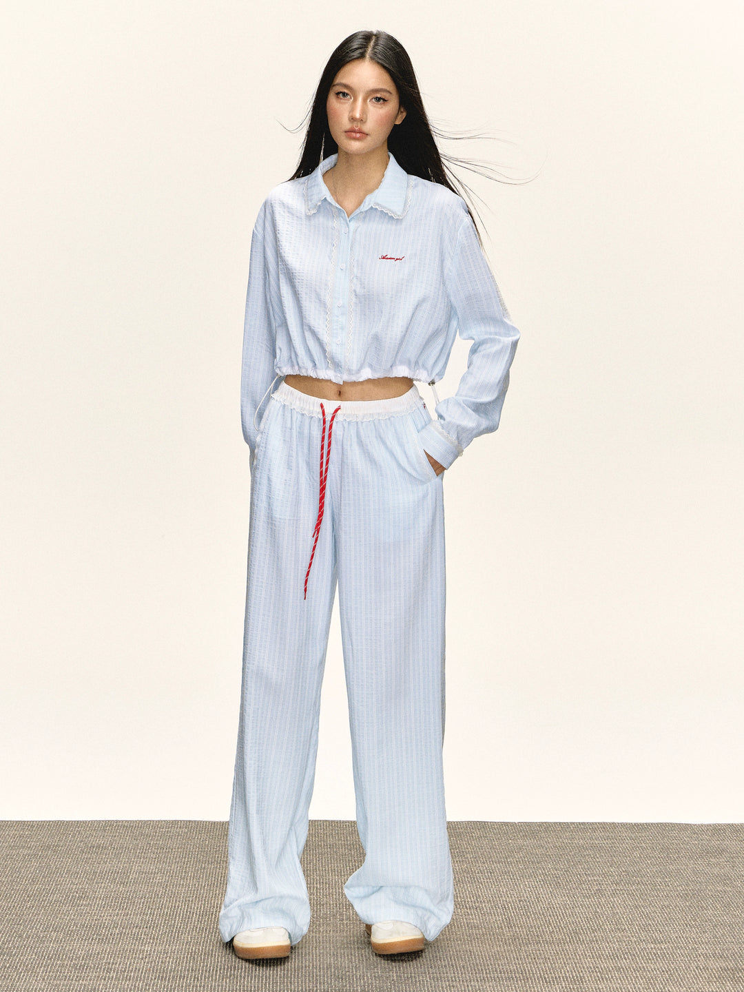 Striped Button-Up Shirt and Pants
