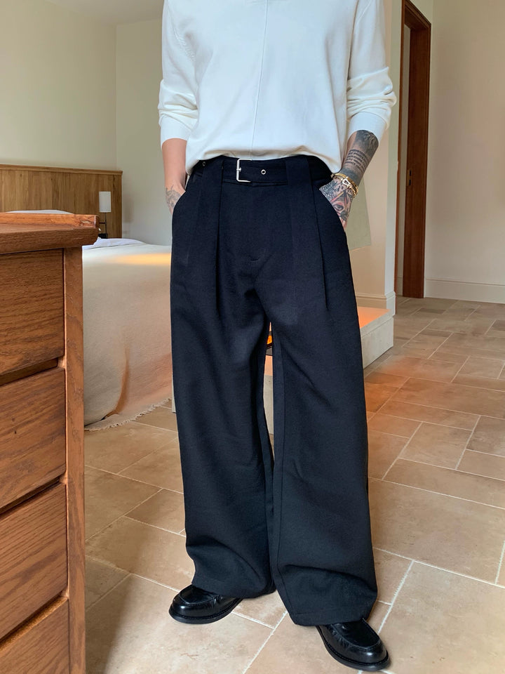 Wide Leg Detachable Belt Pants