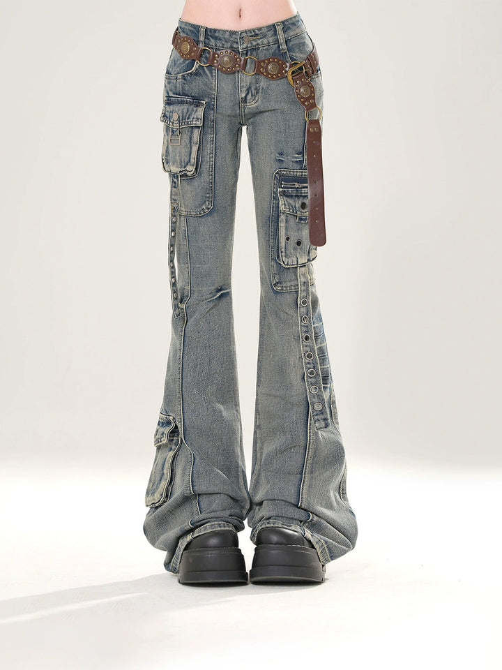 Slim Fit Flared Cargo Jeans