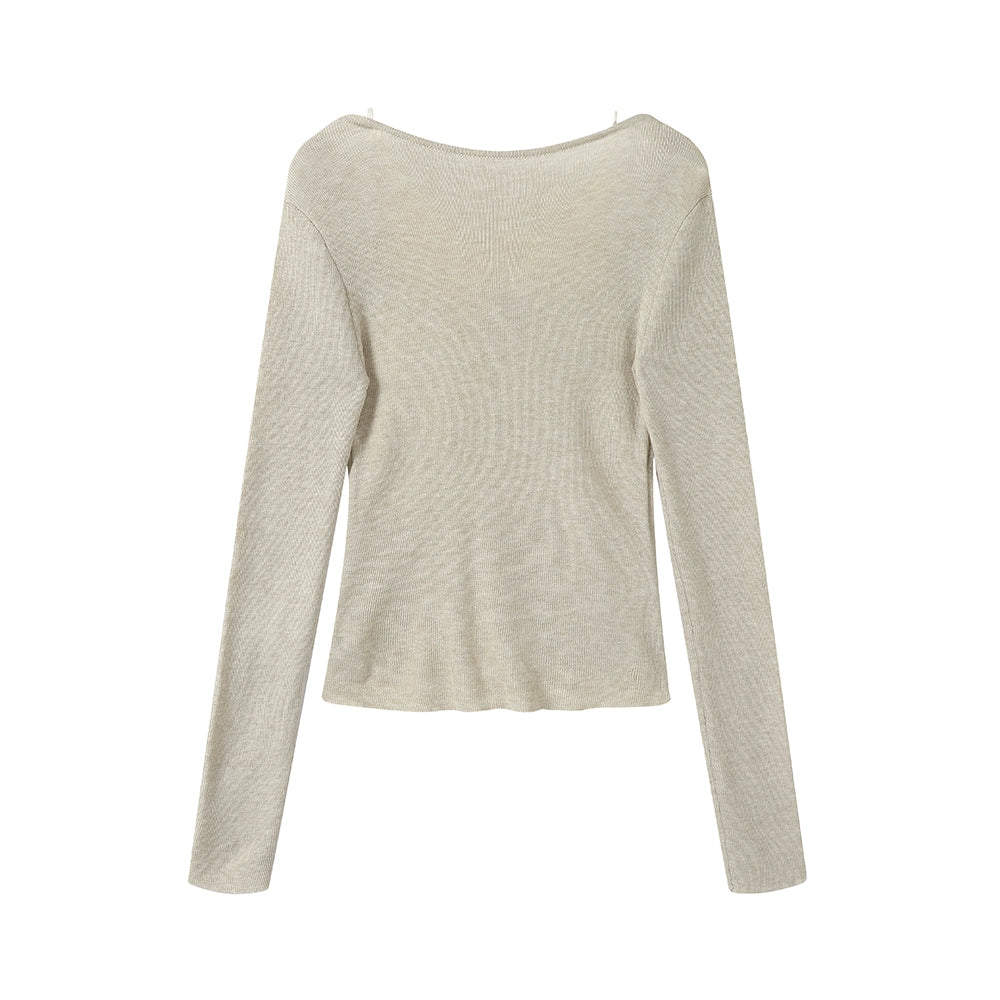 Bow Front Long Sleeve Knit Top